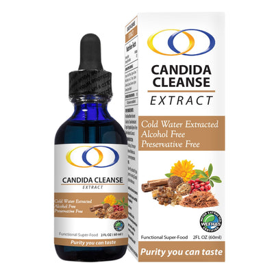 Candida Cleanse Extract 2oz - Potent herbal blend for organic detox. Cold water extracted, alcohol-free, and preservative-free for optimal health support.
