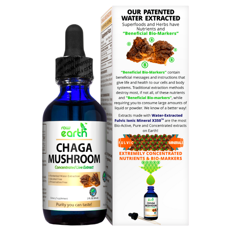 Raw Earth Chaga Mushroom Extract 2oz - Optimally Organic