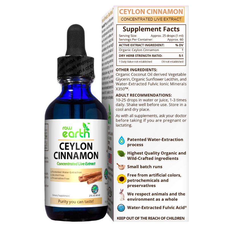 Raw Earth Ceylon Cinnamon Extract 2 oz - Optimally Organic